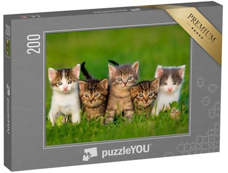 puzzleYOU: Puzzle 200 Teile „Fünf neugierige Kätzchen“ – aus der Puzzle-Kollektion Katzen-Puzzles