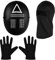Balinco The Game Maske + Sturmhaube + schwarze Handschuhe + 1x Spielkarte für Halloween, Fasching & Karneval als Kostüm für Herren & Damen (Dreieck)