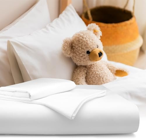 bo&button® Kinderbettwäsche, Mako Satin, 100% GOTS Bio Baumwolle, super hochwertig, kuschelig weich, Fairtrade, Bettwäsche Kinder für Junge & Mädchen Set 80x80 cm + 35x40 cm (2-TLG.) - White Weiss