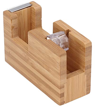 BuyWeek Desktop Klebebandabroller, Mini Holz Klebebandspender Klebeband Rollenbasis Holz Klebebandschneiderhalter Tesafilm Abroller