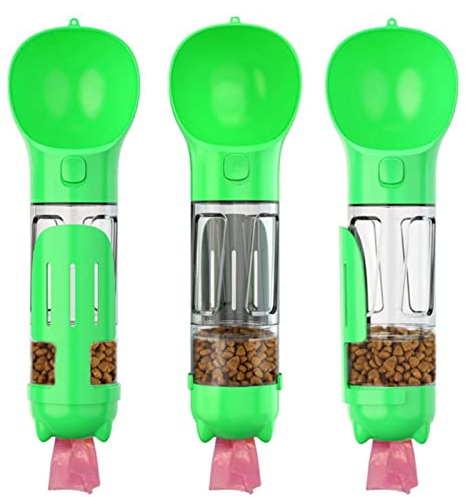 XKUN Bottiglia d'Acqua per Cani Bottiglia di Alimentatore per Animali Domestici Multifunzione per Cani per Cani per Cani da Viaggio Bottiglia per Cani da Viaggio Bottiglia-Green Dog Food Box,M 500Ml