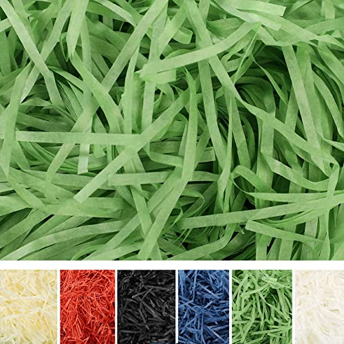 Nuyoah Papier Raphia Déchiqueté Remplissage Boite Cadeau Herbe de Pâques 200g Papier dechiqueter pour Emballage De Cadeaux Remplisseur de Panier Décoration pour Panier-Cadeau (Vert)