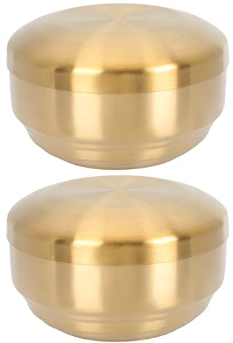 Vaguelly 2 cuencos con tapa, 10 cm de doble pared de acero inoxidable, cuenco de arroz coreano, cuenco de sopa, apilable de metal para salsas, aperitivos, cereales