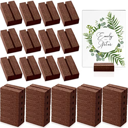 Roowest 50 Pcs Wood Place Card Holder 2 Inch Rustic Table Number Holders
