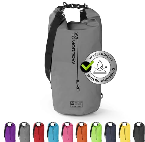#DoYourOutdoor Where Tomorrow Dry Bag Tasche 10L grau | Wasserdichter Rucksack | Wasserfester Beutel & Packsack | Drybag ideal für Boot, Kajak, Angeln und Camping