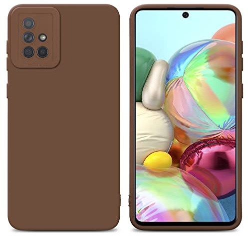 Cadorabo Hülle kompatibel mit Samsung Galaxy A71 4G Schutzhülle TPU Silikon Case Liquid Design mit Kameraschutz Slim Kratzfest Weiche Gummi mit Rundumschutz Case Hülle für Galaxy A71 4G in Braun