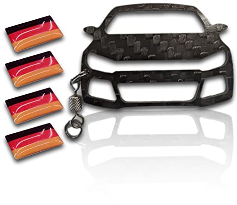 FORTILLO Kohlefaser-Schlüsselanhänger und Deutschland-Flaggenaufkleber kompatibel mit Scirocco 2008–2018, Carbon Fiber
