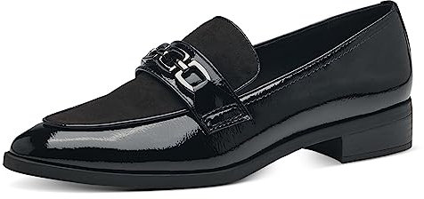 MARCO TOZZI Damen Loafer ohne Absatz Spitz Lack, Schwarz (Black Pat.Cb.), 37