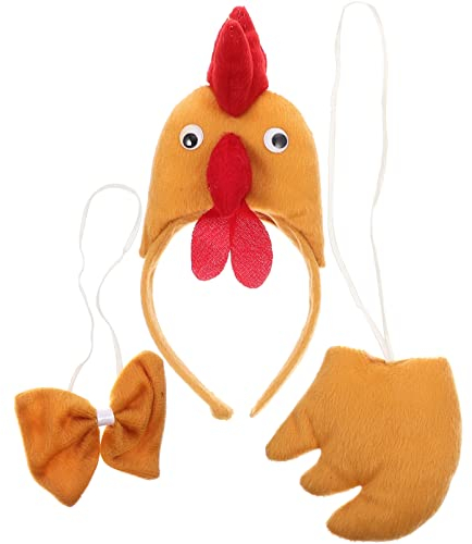 ABOOFAN Kuscheltiere 1 Satz Plüsch-Osterhähnchen-Kopfbedeckung Kopfbedeckung Fliege Schwanzstütze Für Party-Anziehsachen Make Up Set