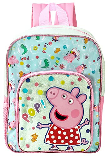 Peppa PIG POP Deluxe Glitter Premium School Backpack Front Pocket Kids Rucksack Bag 588