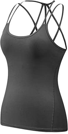 HNVAVQ Damen Sport Top mit Integriertem BH - Longline Gepolsterter Yoga-BH, Gym Fitness Tanktop