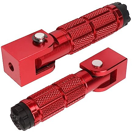 Repose pieds Passager 2 Pièces pour Moto Pédale Pliable M8 en Alliage D'aluminium Antidérapant Universel Vélos ATV UTV Go Kart (Rouge)-Repose Pieds