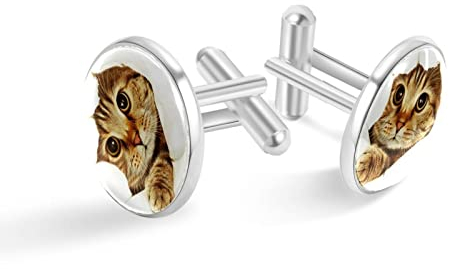 Manschettenknöpfe für Herren,Hemdmanschettenknöpfe,Kätzchen lustige Katze,Manschettenknöpfe für Herren,Edelstahl-Manschettenknöpfe Hochzeit