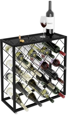 Lenmar, Botellero de metal para botellas LOFT 1-25, 54 x 56 x 23 cm, 25 botellas, botellero, botellero, estantería para sótano, estantes, soporte para botellas de vino resistente