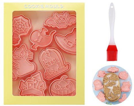 Moldes de Galletas para Halloween,3D Prensables Juego de Cortadores de Galletas de Halloween,Cortadores de Galletas de Halloween,Moldes Galletas Halloween,Hornear Galletas Moldes,8 Pezzi