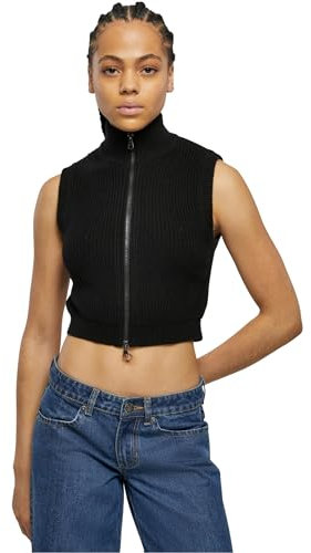 Urban Classics Damen Weste Ladies Short Knit Vest black 5XL