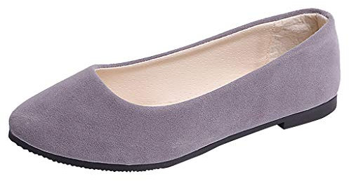 Generic Women's Slip On Flat Walking Ballerina Shoes Casual Work Office Comfortable Cute Shoes Ladies Flat Pumps UK Size 5.5 Grey