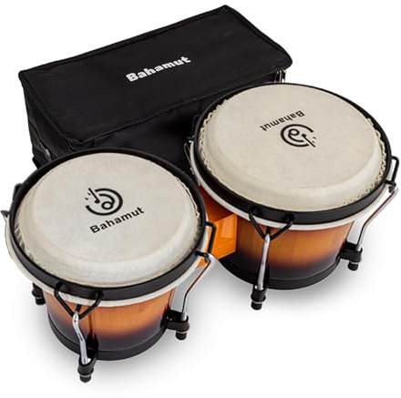BAHAMUT Bongo Drum Set, 6+7 Wooden Bongos Gift for Adults Beginners, Ideal Percussion for Education and Practice, Comes with Tuning Wrench & Waterproof Bag