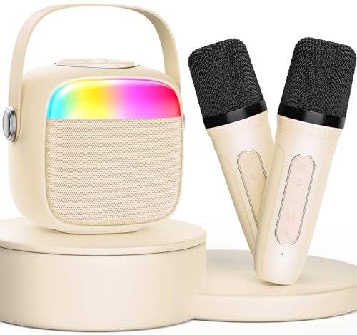 HWWR Karaoke Machine for Kids & Adults, Mini Portable Bluetooth Speaker with 2 Microphones, Home Party Karaoke Speaker Support SD Card/USB, Gift for Brithday, and Toys for Girls/Boys