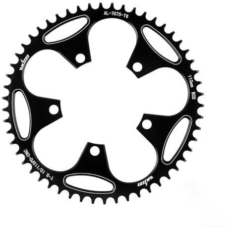 KTKEET Plato 110/130 BCD 36/38/40/42/44/46/48/50/52/54/56/58/60T 5 tornillos redondos estrechos anchos para bicicleta de carretera de 9/10/11 velocidades bicicleta plegable (110BCD 48T)