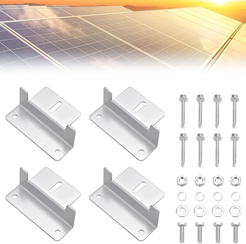 DTYGUIXE Soporte para Paneles Solares, 4 Soportes de Montaje de Panel Solar Soporte para Placa Solar de Aluminio en Forma de Z Soporte para Instalar Placa Solar para Vehículos Barco Balcón Tejado