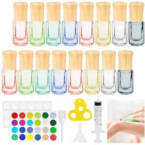 Bohoray 16pcs Roller Ball Bottles for Essential Oils, 3ml Glass Oil Roller Bottle, Rollerball Bottles with Stainless Steel Ball, Essential Oil Roller Bottle for Massage Oils,Fragrance,Aromatherapy