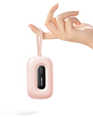 Charmast 10000mAh Bateria Externa con Cable Incorporado,20W PD Carga Rapida Mini Power Bank USB C Bateria Portatil 3 IN/out LED Display Compatible con with iPhone 15/14/13/12 Samsung