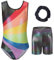 FEOYA Turnanzug für Mädchen mit Hose Ärmellos/Langarm Gymnastikanzug mit Haarband Set Kinder Gymnastik Trikot Shorts Gymnastik Tanzen Kleidung 120-130