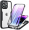 Phoona 360 degrés Coque pour iPhone 14 Pro Max avec Transparent Protection d'écran, TPU Silicone Antichoc écran Coque, Anti-Rayures Portable Intégrale Étui Housse pour iPhone 14 Pro Max, Noir