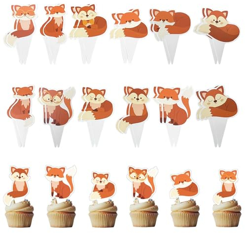 Füchse Tortendeko Foxes Geburtstag Cupcake, 24 Pcs Deko Füchse Cupcake Dekorationen für Baby-Dusche Kinder Geburtstag Party Kuchen Dekorationen