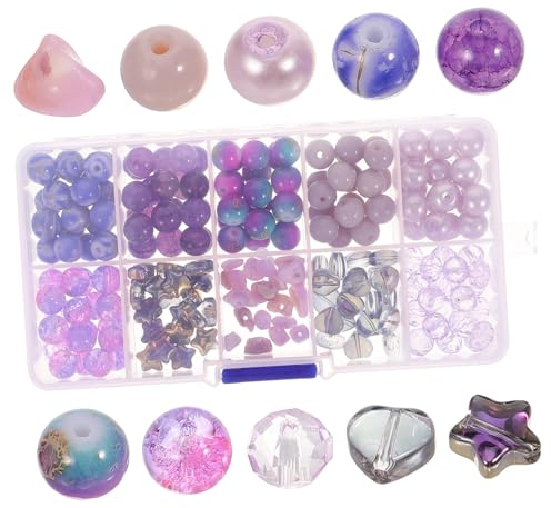 Gogogmee 1 Box Kristall Lila Kies Lose Perlen Box Bastelperlen Zarte Glasperlen Verschiedene Perlen Für Die Schmuckherstellung Dekorative Glasperlen DIY Perlen Glaskristallperlen