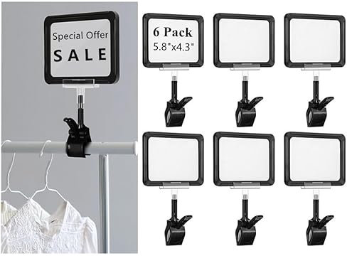 NatureMan 6 Stück Kunststoff-Schilderhalter mit Klemme, drehbare Pop-Etiketten-Clips, Einzelhandel, Merchandise-Regal, Schild, Doppeldisplay-Clip, Schild-Halteklammer für Einzelhandel, Geschäft,