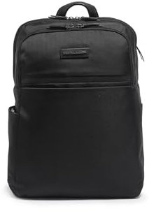 MOMO Design Rucksack für Herren aus Kunstleder, vegan, 34 x 48 x 26 cm, MO-02CL-BLACK, Schwarz