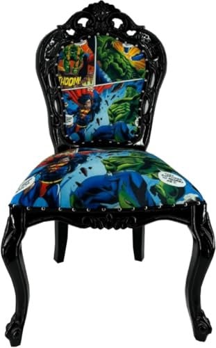 Casa Padrino Luxus Barock Esszimmer Stuhl mit Comic Design Bunt/Schwarz - Barock Essimmer Möbel