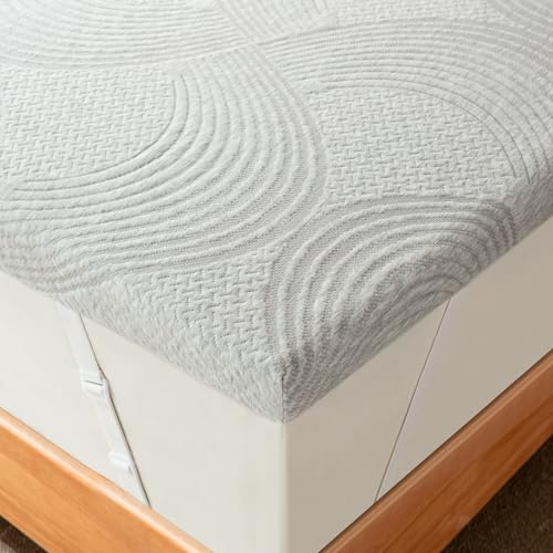 Newentor® Matratzen Topper 90x200cm Gel Boxspringbett, Matratzentopper 90x200 Schlafsofa Bett Gelschaum, Mattress Topper 90x200 H2/H3 Bezug Kaltschaum 7CM Höhe Grau