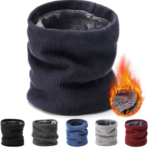 BARFULKER Winter Halsschlauch Herren Damen Ski Halswärmer Halstuch Gesichtsschal Fleece Schal Schlauchtuch Gamaschenmaske Winddichte Kreisschlaufenschals Loopschal Unisex Marineblau