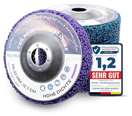 MeyMel® 5 unidades Premium CSD 115 mm 3 lila y 2 azules irrompibles | Disco de limpieza grueso | Para amoladora angular de 115 mm | Eliminador de óxido para Flex | Madera Metal Piedra hormigón | Disco
