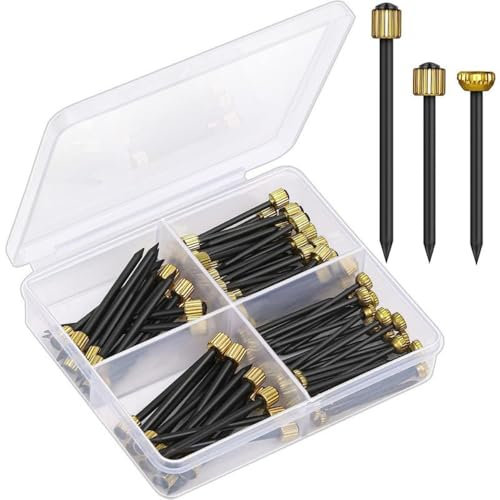 Nägel zum Aufhängen von Bildern, 3 Größen, hängende Nägel mit Aufbewahrungsbox, Bildernägel für Wände, Holznägel, goldener Kopf, schwarz, 90 Stück