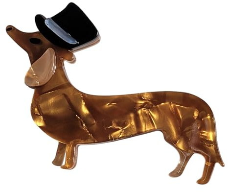 GFM® Broche chien teckel – anniversaire, Noël, Saint-Valentin, fête des mères (BRCH-DG-Acrylique), M, Acrylique, Pas de gemme