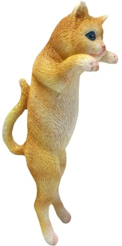 GREENADSCAPE Lie down Kitten Decoration Planter Hanging Ornament Fairy Garden Statue Plant Pot Hanger Cat Figurine Garden Cat Statue Terrarium Vase Hugger Planter Hanger Plant Decor Resin Khaki