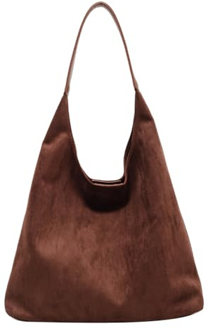 CUNGGI Wildleder Hobo Tasche für Wome Slouchy Tote Schultertasche Handtasche Retro Große Tragetasche Shopper Tasche Damen mit Münze Geldbörse 2pcs
