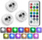 3Pcs Mini Submersible LED Lights Waterproof RGB Small Color Changing Pool Tea Lamp with Remote Control Battery Operated Flameless Easter Decorations with 16 Colors for Aquarium Pool Tub Vase Party