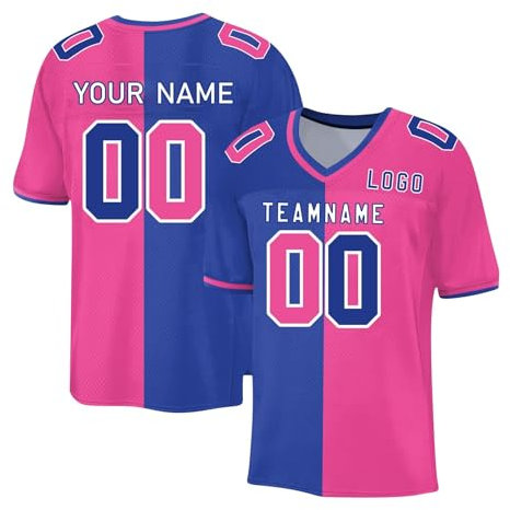 Benutzerdefiniertes Football Jersey Personalisiert Fußballtrikots für Kinder und Erwachsene American Football Trikot mit Team Namen Nummer & Logo Custom Sports Uniform Atmungsaktiv T-Shirt