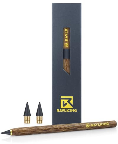 RaylKING B300 Ewiger Bleistift aus Palisanderholz – Nachfüllbarer Graphitstift mit 3 HB-Spitzen und Messing-Gewinde in edler Geschenkbox