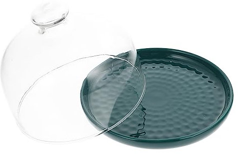 GLEAVI 1Set Piatto Dessert con Copertura Premium Contenitore per Torte e Dolci da Ristorante Design Unico e Resistente Verde