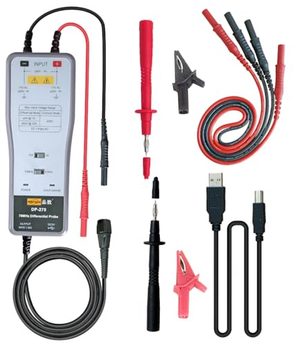 PINTECH High Voltage Differential Active Probe 50V, 70MHz, 1X/10X Attenuation Rate Oscilloscope Probe Kit DP-275