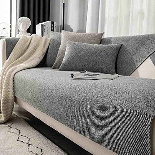 ITETONE Corner Sofa Cover L Shaped Sofa Cover,Couch Cover 3/2/1/4 Seater Velvet Thick Sofa Protector Anti-slip Reversible Quilted Corner Slipcovers Washable,A-90x180cm