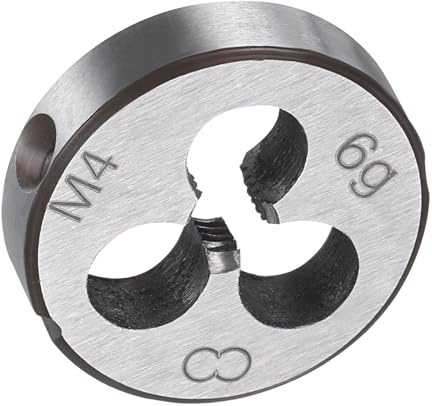 TA-VIGOR 1 x M4 x 0,7 metrische verstellbare Gewindeschneider, legierter Werkzeugstahl, Rechtshänder, runde Schneideisen zur Bearbeitung, Korrektur oder Reinigung von Außengewinden (Metall, Kunststoff
