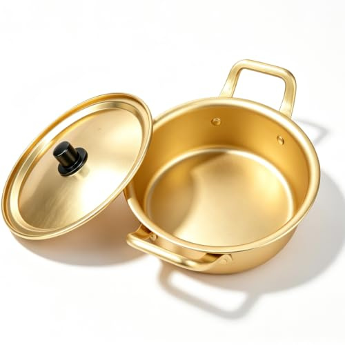 Olla de fideos de ramen coreano, olla de ramen de peso ligero Soutpot de aluminio Calefacción rápida Fily Light Stockpot para cocineros de cocina. (16 cm)