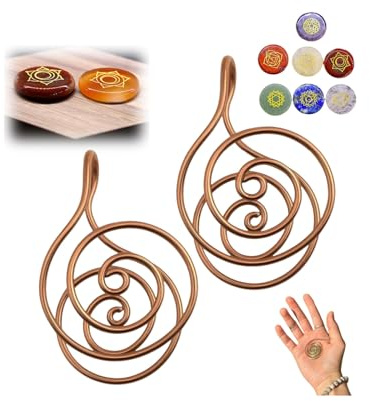 Copper Rings for Women, 2025 New Healing Spiral Hand Rings with Crystals, Handmade Copper Ring Set for Energy Healing, Chakra Balancing, Yoga, Breathwork & Spiritual Jewelry Gift